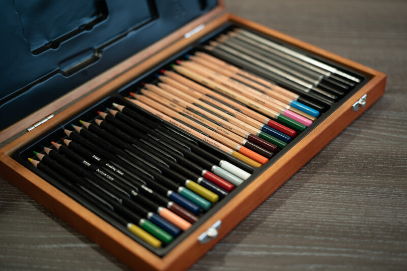 A box of art pencils