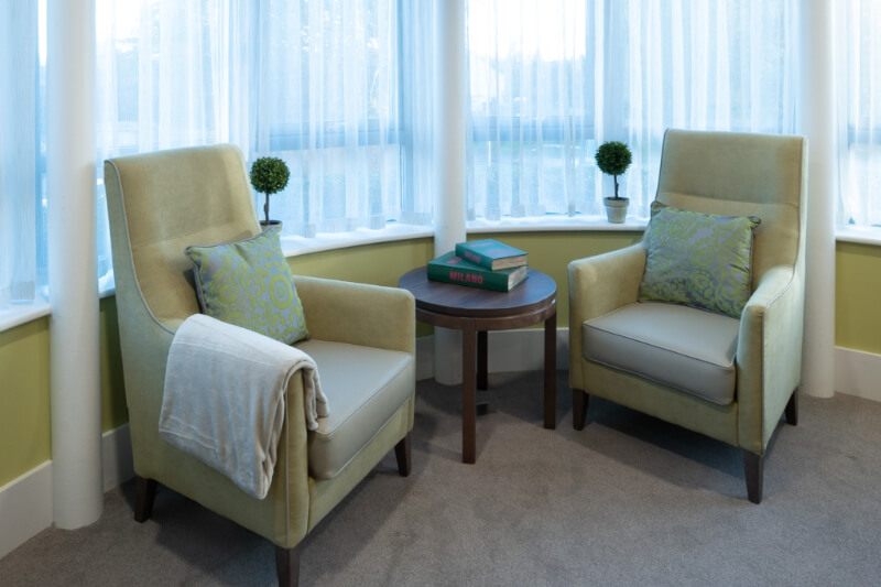 Comfy chairs and a coffee table
