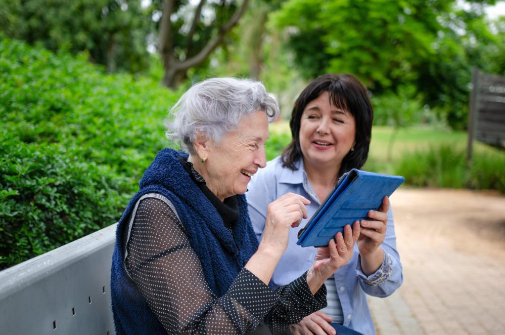 Resident and family member enjoying time together