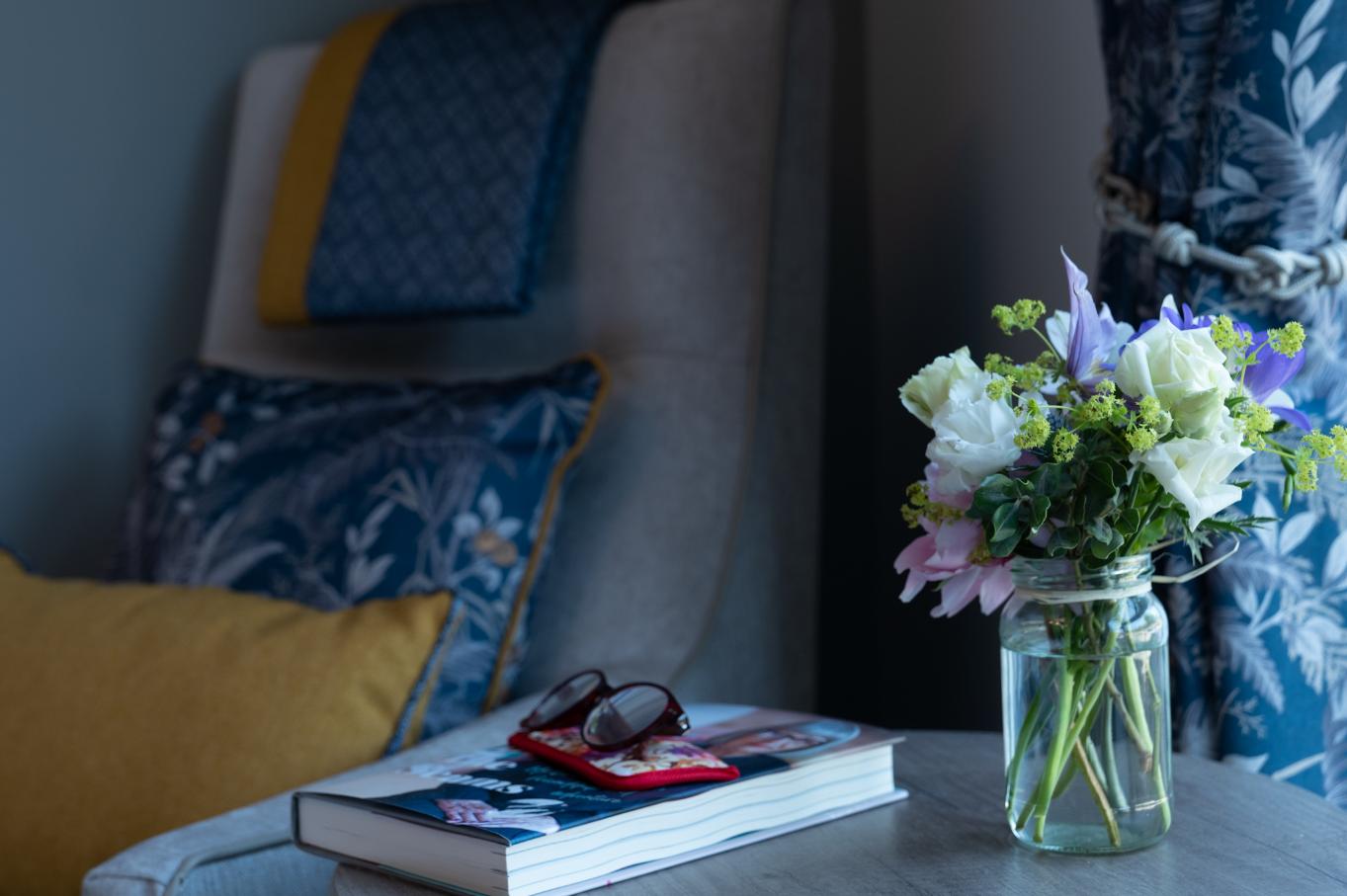 Flowers on side table